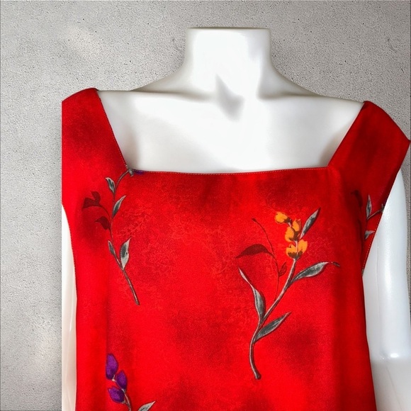 IMPRESSIONS Vintage 1990s Red/Orange Floral Reversible Maxi Dress NWT Size 3X - Picture 4 of 14